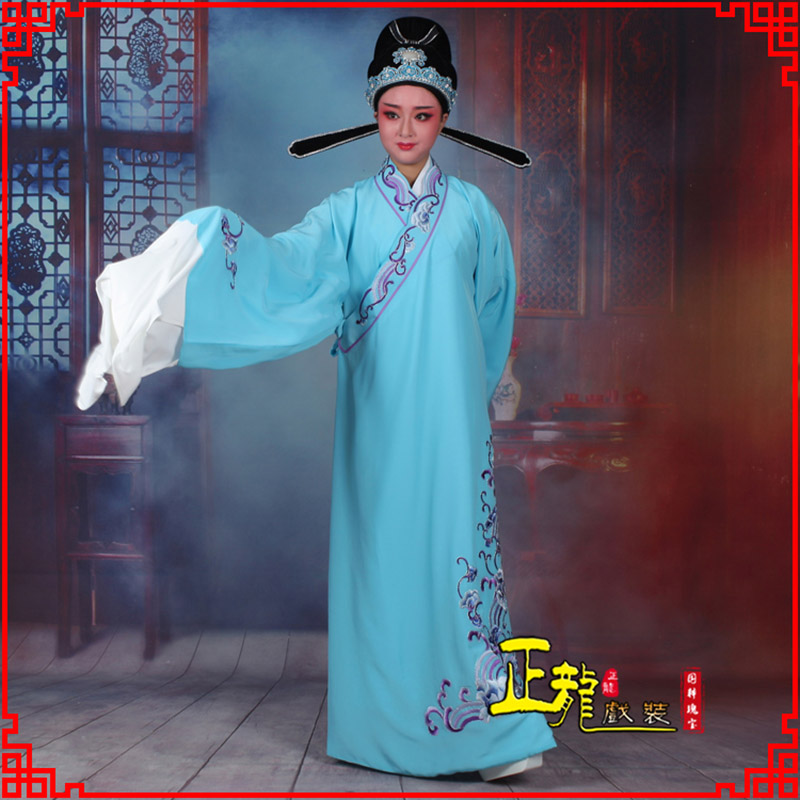 昆明梁祝才子唐伯虎黄梅戏古装褶子草波纹小生衣